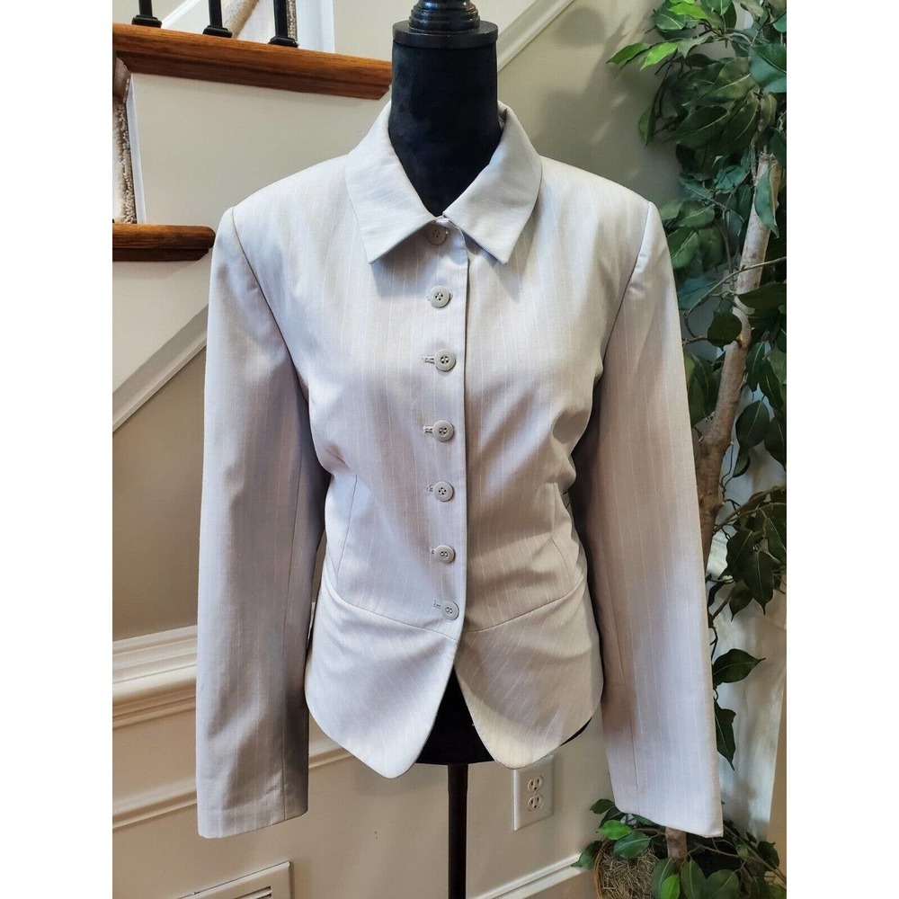 Apostrophe Women's White Polyester Long Sleeve Buttons Front Jacket Size 18